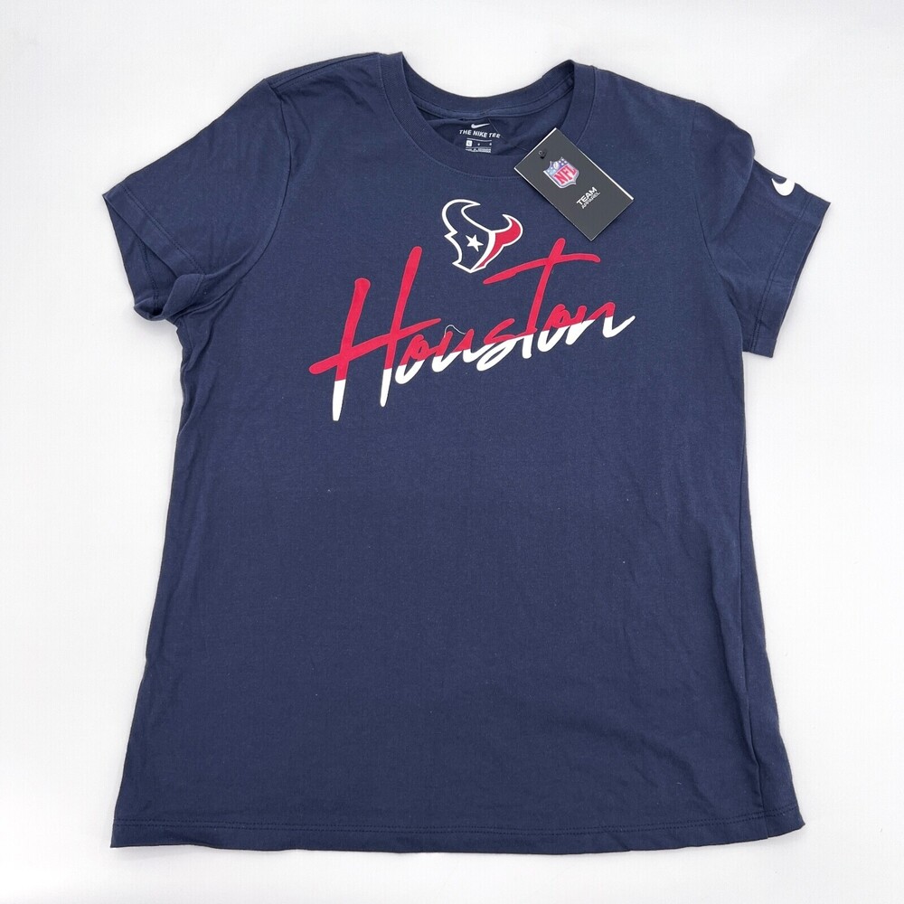 NEW Houston Texans Shirt Women Large Navy Nike Dri-Fit Football T-Shirt NFL Nike